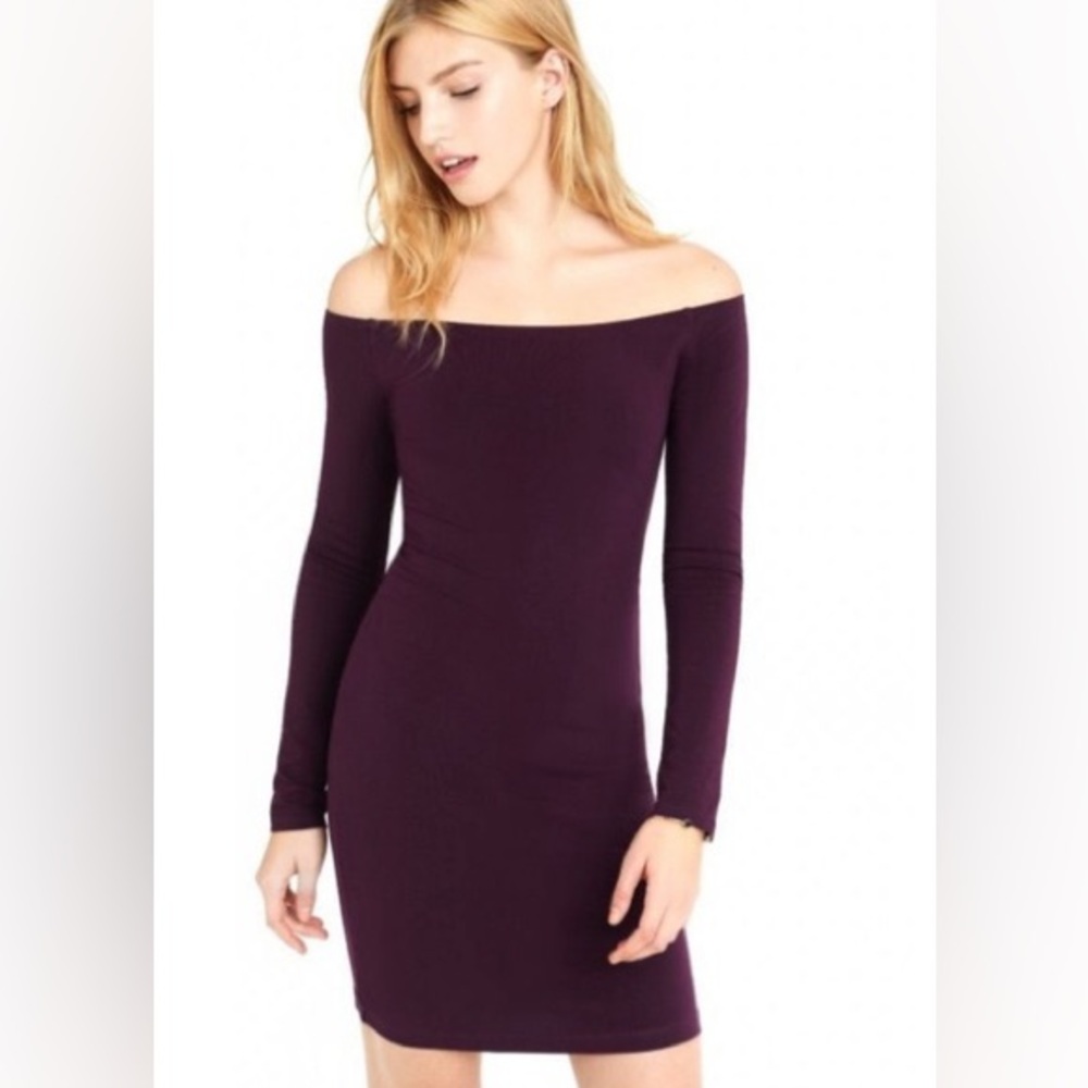 Express Plum Purple Off-Shoulder Dress